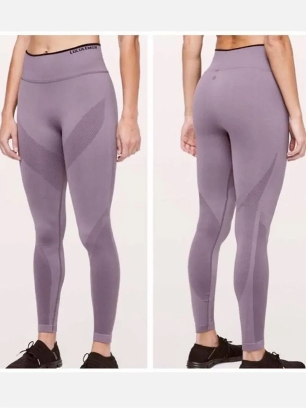 Lululemon Iconic Sweat Tight Seamless Leggings Graphite Purple Black High Rise 4